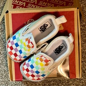 Vans Slip-On RARE Rainbow Checkerboard shoes (size 3-for 3-6 months Old)